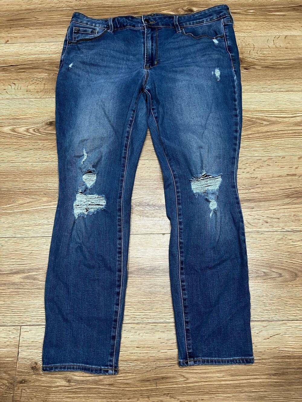 Old Navy Womens Jeans Size 16 Blue Denim Skinny Distressed Mid Rise (A00)